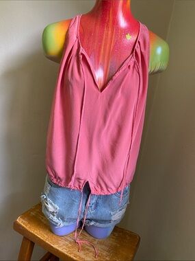 Nothing Personal Women's Salmon Pink Silk Sleeveless Blouse Cami